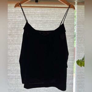 J Crew Black Velvet Ruffle Tank Size 6